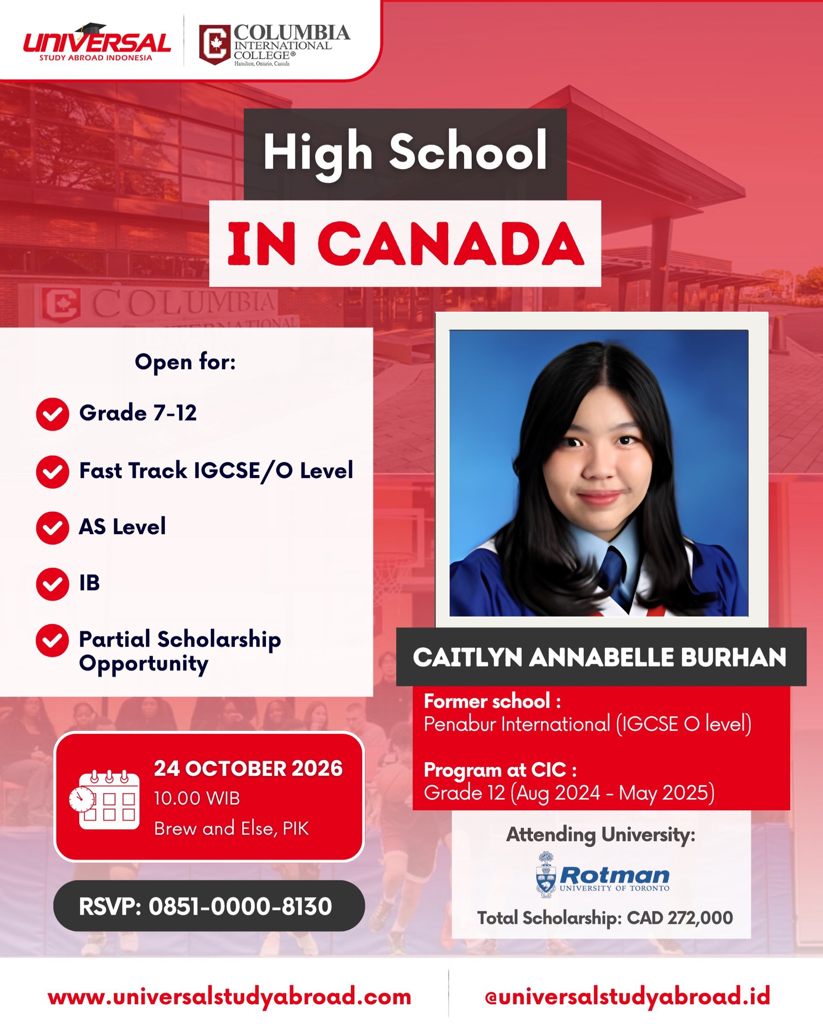 Start your high school journey with @columbia.international.college Canada!

Kenapa SMA di CIC, Canada?
✅ Fast-track untuk students dengan IGCSE/O Level
✅ Kurikulum OSSD yang diakui diseluruh dunia
✅ Multicultural community
✅ Total Care Education System - Academic, Social, Emotional & Physical
✅ Elite Pathway Program - kesempatan lebih besar ke world’s TOP universities!

Contact @universalstudyabroad.id untuk info lebih lanjut, chat via WA 👉 0851-0000-8130

#StudyAbroad #StudyinCanada #HighSchool #KuliahLuarNegeri #UniversalStudyAbroad